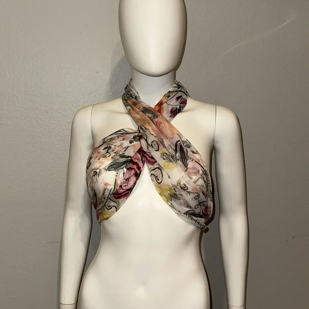 CAMILLA “Destiny Calling” floral silk long scarf boho belt headwrap top